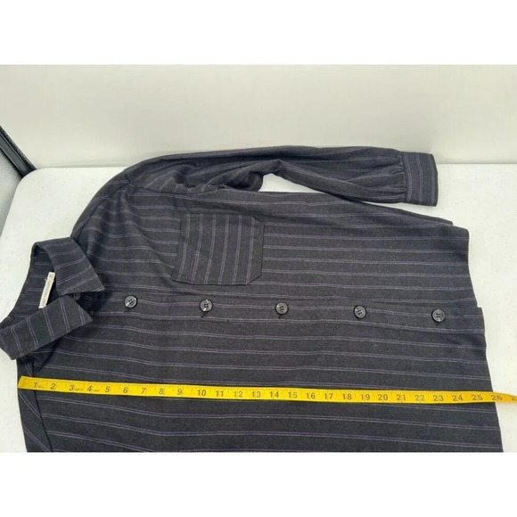 Avec Les Filles XS Striped Shacket Dark Gray Purple Button Up Shirt Jacket - Picture 9 of 10
